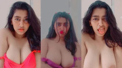 Beautiful Girl Nandan! Showing Big Boobs Press & Fingering Sexy Pink Pussy On Snapchat For Lover Dirty Talinking Part-2