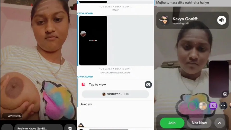 Kavya Goni Chubby Girl Squeezing Huge Boobs On Snap