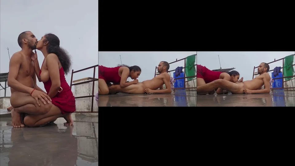 Beautiful Sexy Bhabhi Hot Boobs Full Nude Sucking On The Roof