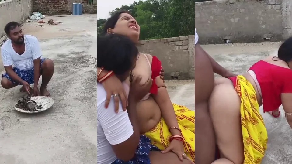 Beautiful Desi Village Horny Wife Hard Fucked By Construction Labour On Top Of The Roof