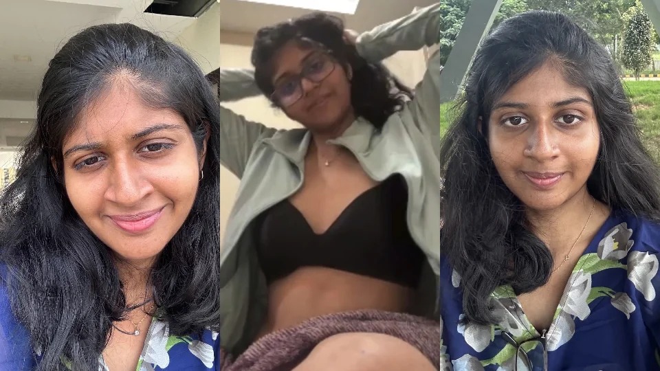 Cute Chasmish Indian Gf Showing Boobs