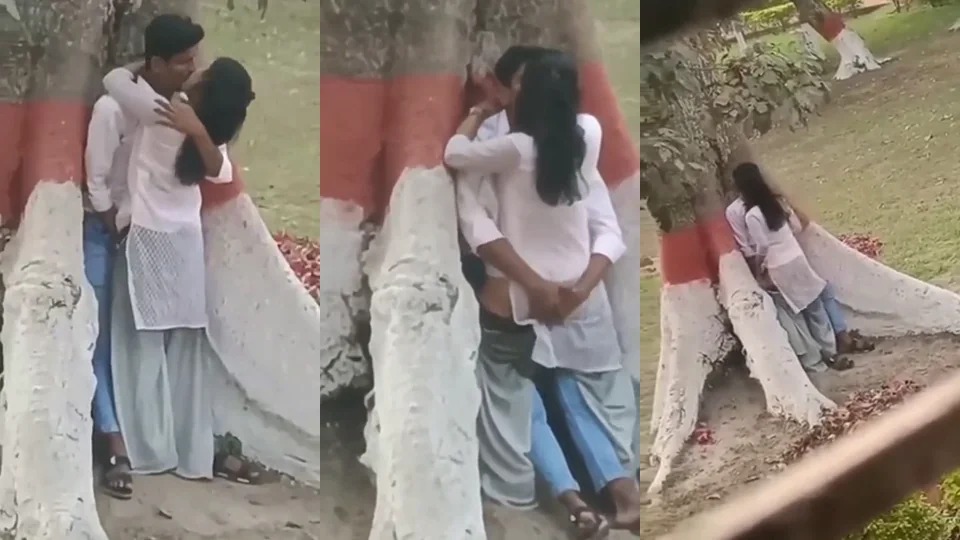 Horny College Lover Fucking Behind Big Tree In Campus Outdoor