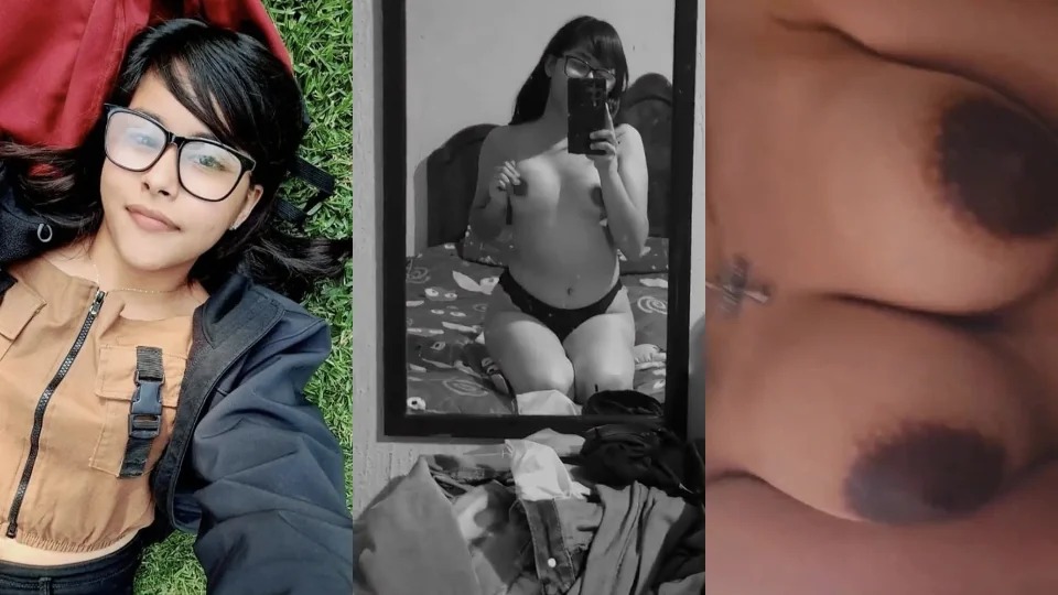 Cute Nerdy Teen Girl Big Boobs Squeezing Nipples