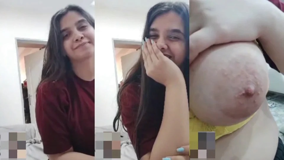 Beautiful Desi Shy Teen Girl Squeezing Her Big Boobs Showing Bf On Vc
