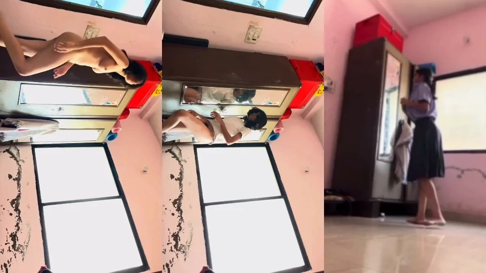 Young Sister School Unifrom Take Off Small Tits, Sexy Ass & Hairy Pussy Captured By Bro
